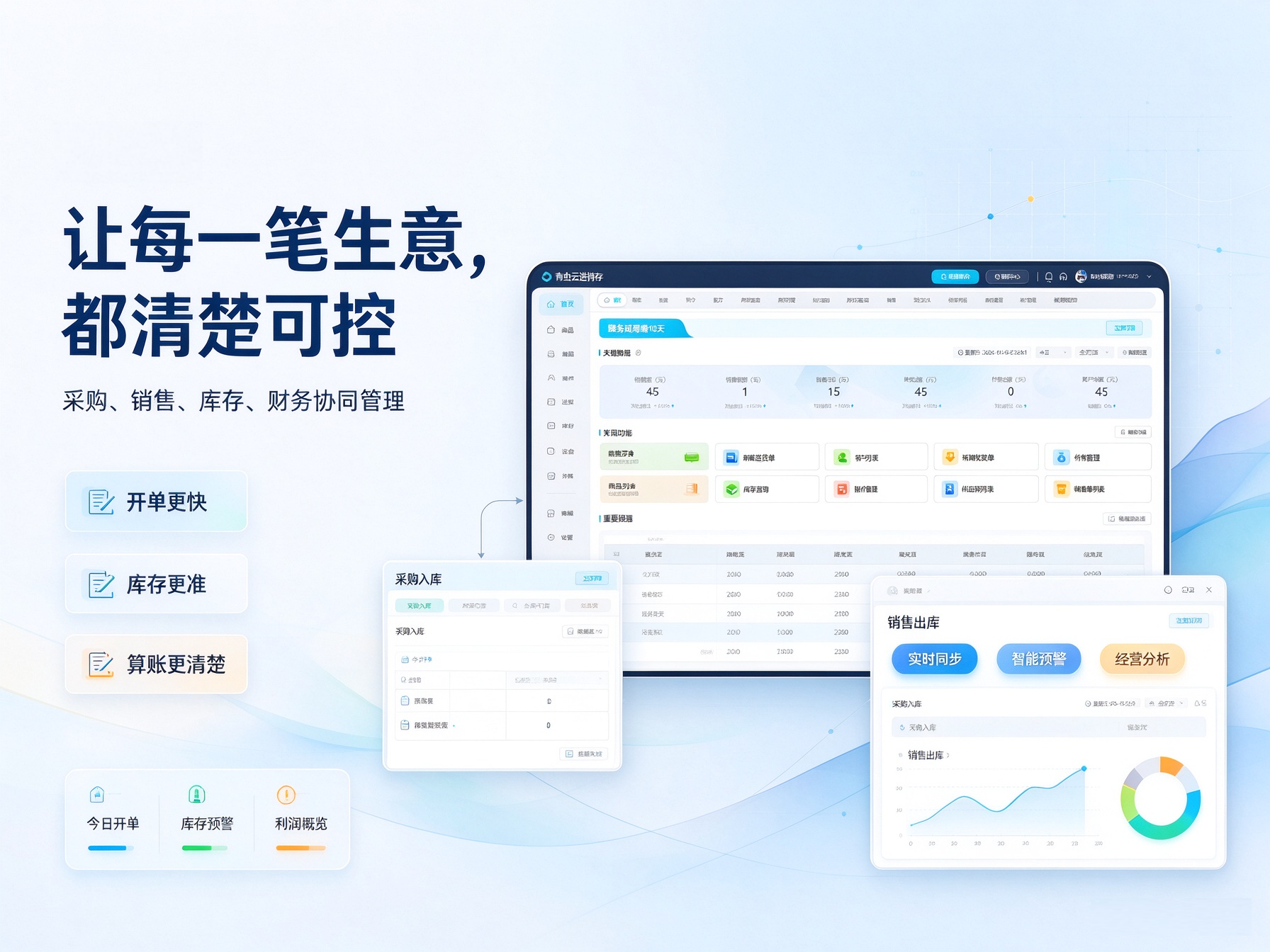 青虫云进销存：销售、商品、库存、资金、经营全流程管理场景